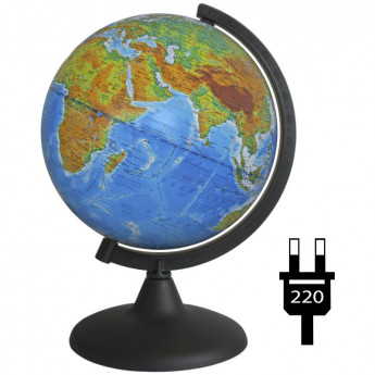 Глобус физико-политический Глобусный мир, 21см, с подсветкой на круглой подставке