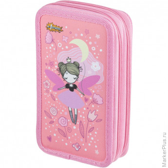 Пенал №1School Фея 2 отд., ткань, 190х110 мм, ПКТ 11-20