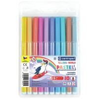 Фломастеры Centropen "Colour World. Pastel", 10цв., трехгранные, 2 мм., смываемые, блистер