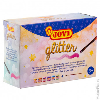 Гуашь JOVI, 6 цв., с кистью, с блестками, картонная коробка