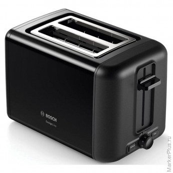 Тостер BOSCH TAT3P423, 970 Вт, 2 тоста, 5 режимов, металл, черный