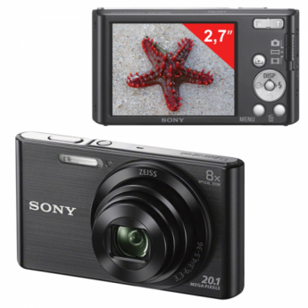 Фотоаппарат компактный SONY Cyber-shot DSC-W830, 20,4 Мп, 8x zoom, 2,7", ЖК-монитор, черный, DSCW830