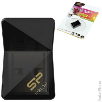 Флэш-диск 8 GB, SILICON POWER J08, USB 3.0, черный, SP08GBUF3J08V1K