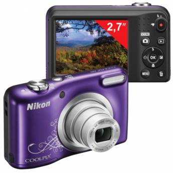 Фотоаппарат компактный NIKON CoolPix А10, 16,1 Мп, 5х zoom, 2,7" ЖК-монитор, HD, фиолетовый, VNA983E