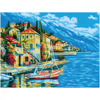 Картина по номерам на картоне ТРИ СОВЫ 'Город у моря', 30*40, с акриловыми красками и кистями