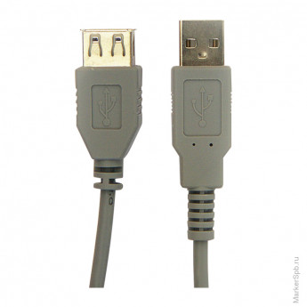 Кабель USB 2.0 A-A (m-f) удлинительный, 1.8 м, серый