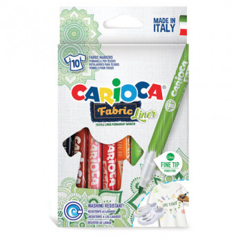 Маркеры для ткани CARIOCA 'Fabric', 10 цветов, круглый наконечник 2,6 мм, 42909