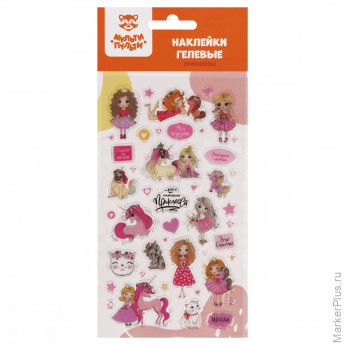 Наклейки гелевые Мульти-Пульти "Принцессы", 22*10см, пакет европодвес