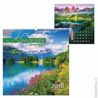 Календарь на гребне с ригелем на 2018 г., 45х45 см, HATBER, 6 л., "Красота природы", 12Кнп3гр 16833,