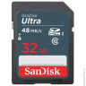 Карта памяти SDHC, 32 GB, SANDISK Ultra UHS-I, скорость передачи данных 48 Мб/сек (class 10), DUNB-0