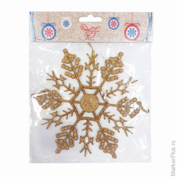 Украшение декоративное подвесное "Снежинка-паутинка золотая", 16,5х16,5 см, пластик, 75095