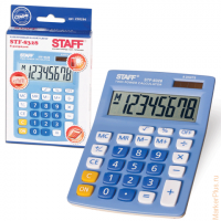 Калькулятор STAFF настольный STF-8328, ГОЛУБОЙ, 8 разрядов, двойное питание, 145х103 мм