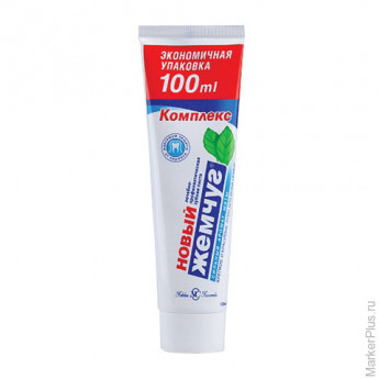 Зубная паста 100 мл, НОВЫЙ ЖЕМЧУГ, комплексная защита от кариеса, с сильным ароматом мяты, 17123
