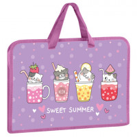 Папка на молнии с ручками ЮНЛАНДИЯ А4, 1 отделение, пластик, ширина 45 мм, "Sweet", 270947 Папка на молнии с ручками ЮНЛАНДИЯ А4, 1 отделение, пластик, ширина 45 мм, "Sweet", 270947