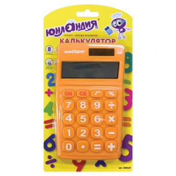 Калькулятор ЮНЛАНДИЯ карманный, 8 разрядов, двойное питание, 138х80мм, СИНИЙ, блистер