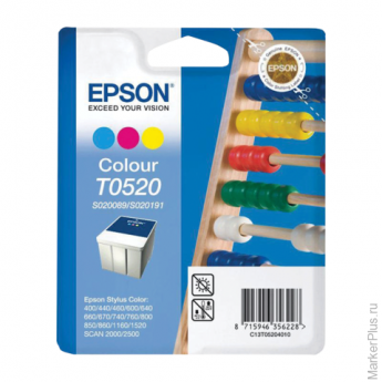 Картридж струйный EPSON (C13T05204010) Stylus Color 400/600/740/1520/Scan2000/2500 и другие, цветной