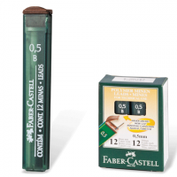 Грифель запасной FABER-CASTELL, В, полимерный, 0,5 мм, 12 штук, 521501 10 шт/в уп