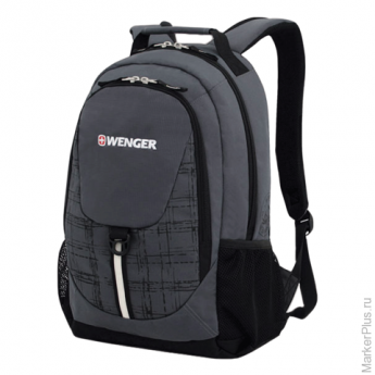 Рюкзак WENGER для старшеклассников/студентов, универсальный, серо-черный, 20 литров, 32х14х45 см, 31