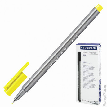 Ручка капиллярная STAEDTLER (Штедлер), трехгранная, толщина письма 0,3 мм, желтая, 334-1