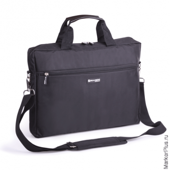 Сумка-портфель BRAUBERG с отделением для ноутбука 15,6', 'Tempo', карман, черная, 40х30х4 см, 240453