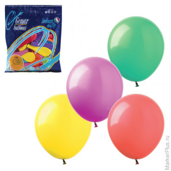 Шары воздушные 7" (18 см), комплект 100 шт., 12 пастельных цветов, в пакете, 1101-0022