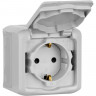Розетка 1-м Legrand Quteo наружн. 16А IP44 с/з с/штор с/кр сер. 782351