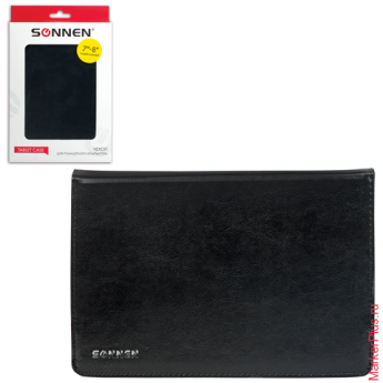 Чехол-обложка для планшетного ПК универсальный 7"-8" SONNEN, кожзаменитель, 210x170x25 мм, черный, 3