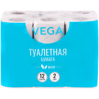 Бумага туалетная Vega 2-слойная, 12шт., эко, 15м, комплект 12 шт