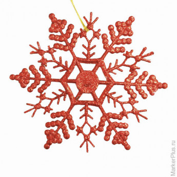 Украшение декоративное подвесное "Снежинка-паутинка красная", 16,5х16,5 см, пластик, 75097