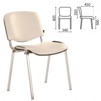 Стул для персонала и посетителей BRABIX "Iso CF-001", хромированный каркас, кожзам бежевый, 531425