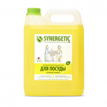 Средство для мытья посуды Synergetic Антибактериальное, Лимон 5л