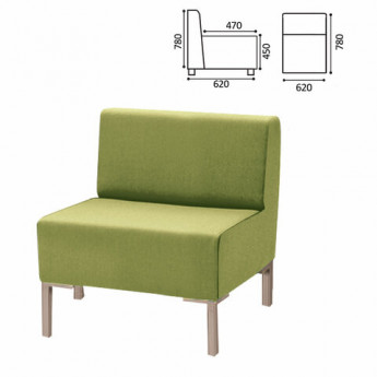Кресло мягкое "Хост", "М-43", 620х620х780 мм, без подлокотников, экокожа, светло-зеленое