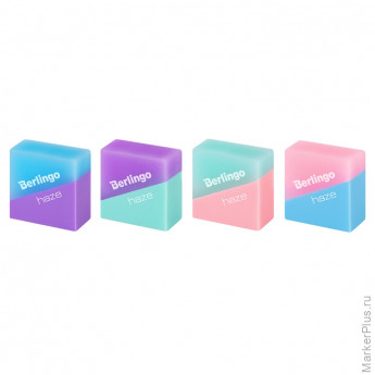 Ластик Berlingo "Haze ", прямоугольный, цвета ассорти, 34*34*14мм, 32 шт/в уп