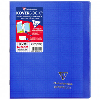 Бизнес-тетрадь 48л., 170*220мм, клетка Clairefontaine "Koverbook", 90г/м2, пластик. обложка, темно-синяя