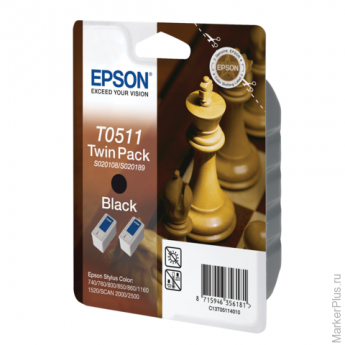 Картридж струйный EPSON (C13T05114210) Stylus Color 740/800/1520/Scan2000 и другие, черный, комплект