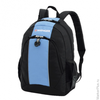 Рюкзак WENGER для старшеклассников/студентов, универсальный, черно-голубой, 20 литров, 32х14х45 см, 