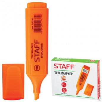 Текстмаркер STAFF, скошенный наконечник 1-5 мм, оранжевый, 150730, 12 шт/в уп