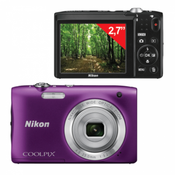 Фотоаппарат компактный NIKON CoolPix А100, 20,1 Мп, 5x zoom, 2,7" ЖК-монитор, HD, фиолетовый, VNA973