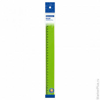 Линейка пластиковая 30 см BRAUBERG "NEON", непрозрачная, ассорти, 210751