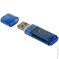 Память Smart Buy 'Glossy' 64GB, USB2.0 Flash Drive, голубой