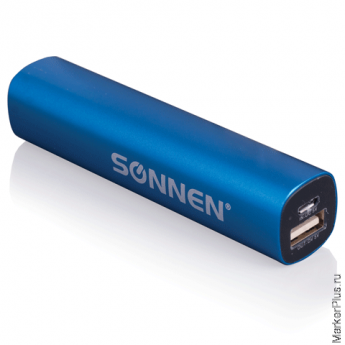 Аккумулятор внешний универсальный SONNEN PB-2200, емкость 2200 мАч, выходной ток 1А, синий, 261903
