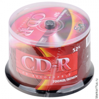 Диски CD-R VS, 700 Mb, 52x, 50 шт., Cake Box, VSCDRCB5001