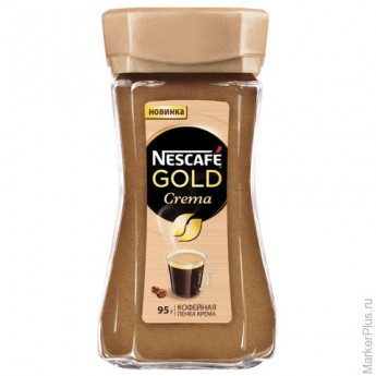 Кофе растворимый NESCAFE (Нескафе) "Gold Crema", с нежной пенкой, 95 г, стеклянная банка, 12328675