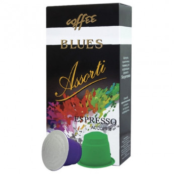 Капсулы для кофемашин NESPRESSO, "Ассорти", натуральный кофе, BLUES, 11 шт. х 5 г, 4600696301052 ассорти