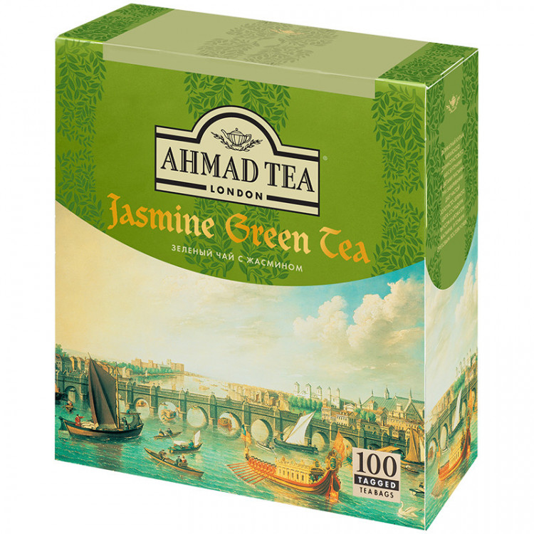 Купить чай россия. Чай Ahmad зел. Чай с жасмином 100пак. Чай Ахмад зеленый с жасмином 100 пак. Ahmad Tea Jasmine Green чай 100. Чай Ахмад 100 пакетиков.