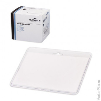 Бейджи DURABLE, комплект 20 шт., 60х90 мм, горизонтальные, прозрачные, ПВХ, 8135-19, комплект 20 шт