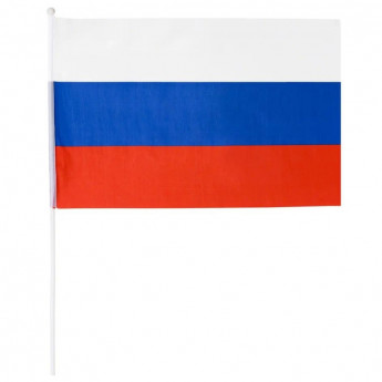Флаг России 40х60см 12шт/уп пластик.флагшток, искусств.шелк МС-3788, комплект 12 шт