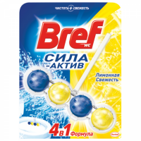 Блок туалетный подвесной твердый 50 г BREF (Бреф) Сила-Актив "Лимонная свежесть", 2312463