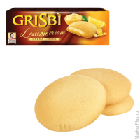Печенье GRISBI (Гризби) "Lemon cream", с начинкой из лимонного крема, 150 г, 13828