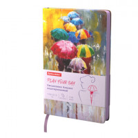 Ежедневник недатированный А5 (138х213 мм), BRAUBERG VISTA, под кожу, гибкий, 136 л., "Watercolour rain", 112005